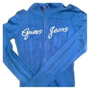 Guess Jeans Zip Up Sweater Bright Blue M